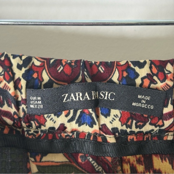 Zara Patchwork Satin Stretch Pants Wide Leg Pockets Colorful Boho - Picture 5 of 6